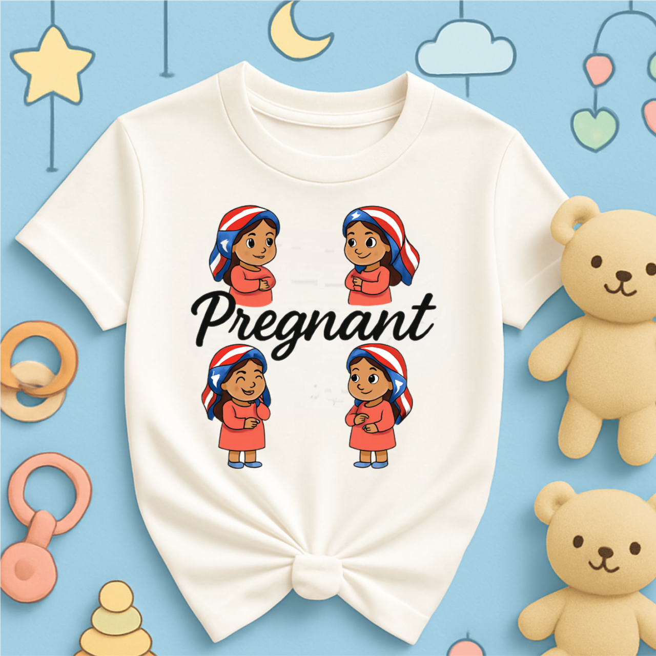 Pregnant and 🤰🏽Happy  P.R Style 🇵🇷Tee