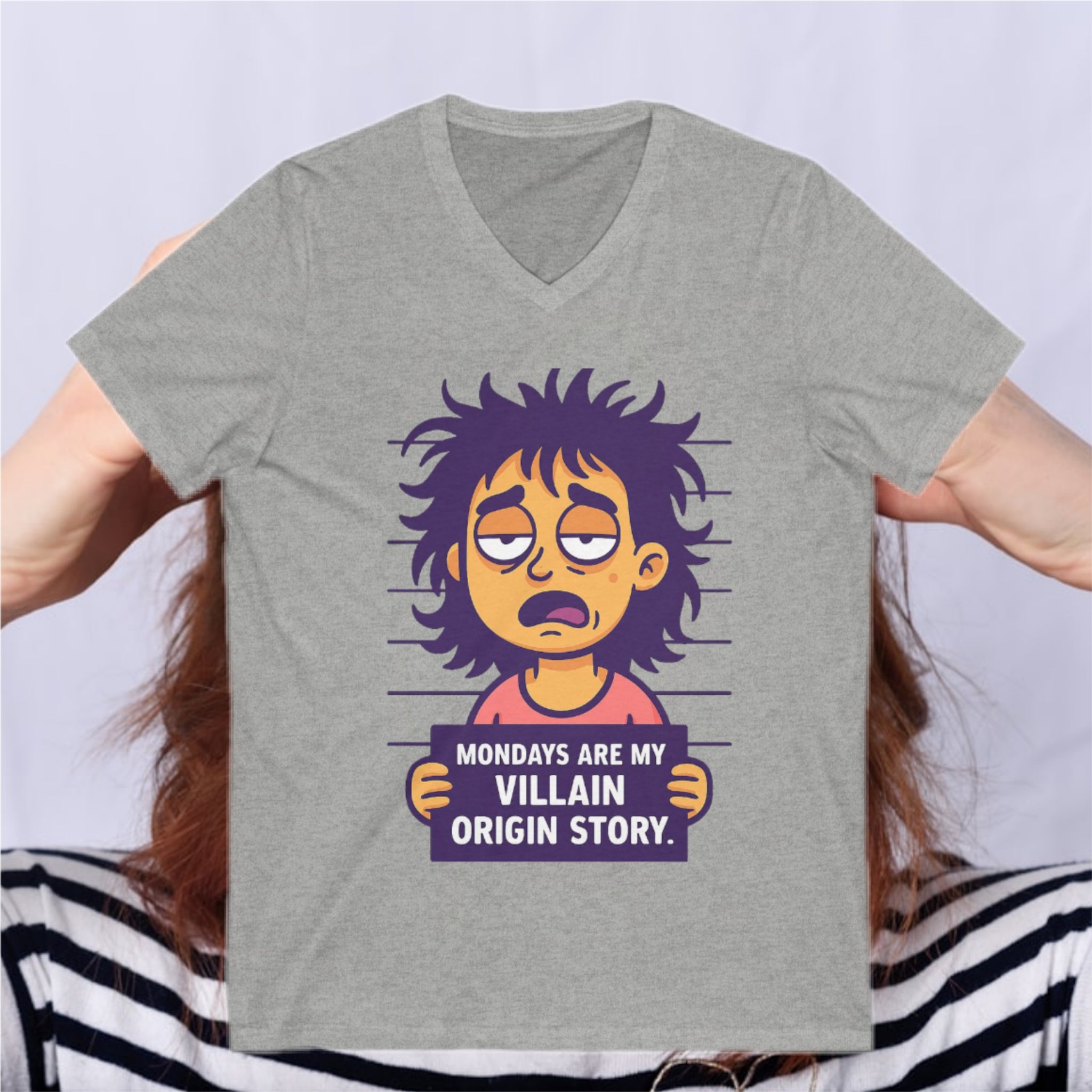 MONDAYS ARE MY VILLAIN ORIGIN STORY V-Neck Tee