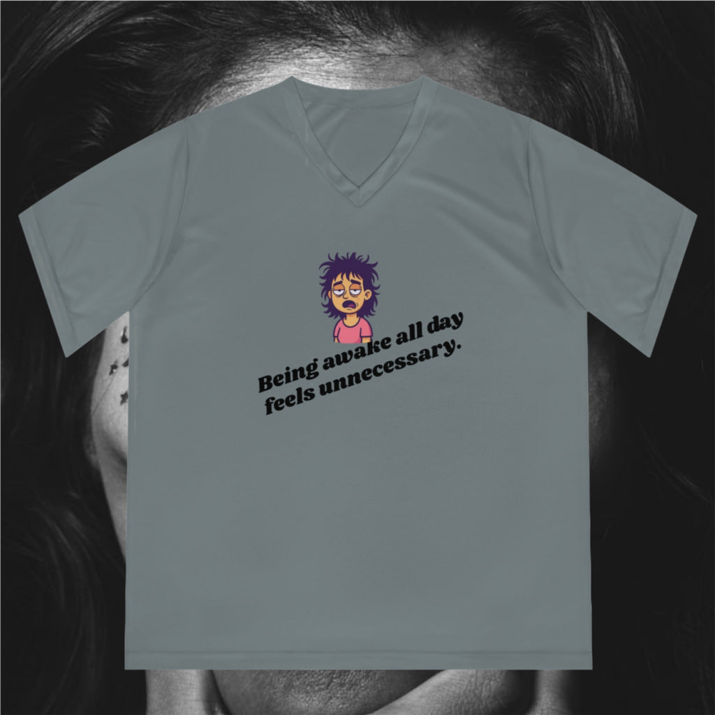BEING AWAKE ALL DAY  Women's  V-Neck T-Shirt